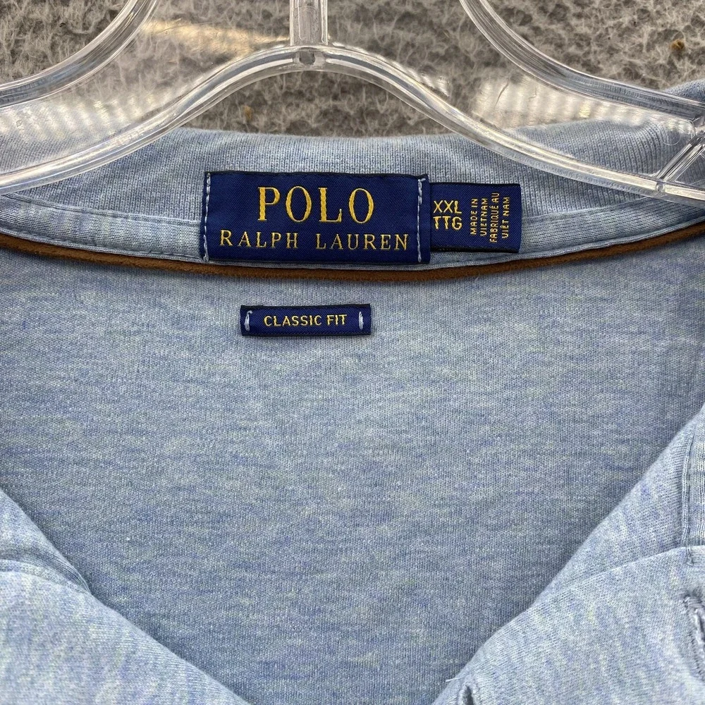 Ralph Lauren Polo Shirt Mens 2XL Blue Classic Fit Flash Pony 90s Academia Preppy